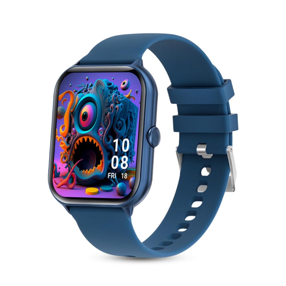 rat samurai calling g35-sw smartwatch | 1.95" tft display with gesture control, bt calling, diy watch face studio, heartrate & blood oxygen tracking smartwatch for men & women - blue