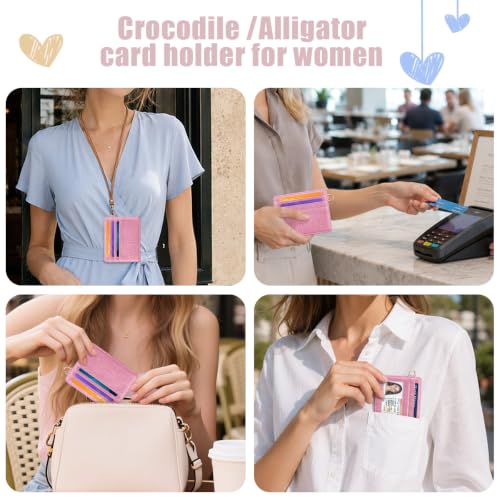 Image of Slim Credit Card Holder Crocodile Wallet Women Thin Wallets
