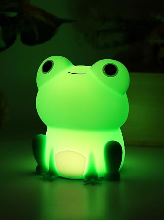 Frog Night Light, Silicone Touch Lamp with Color-Changing LED, Dimmable Brightness, 15/30-Min Timer, USB-C Rechargeable Cordless Desk & Bedside Light Green
