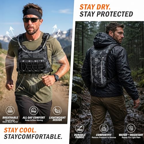 Image of BECOJADDE Running Vest for Men with 2L Water Bladder Tactical Hydration Backpack Adjustable Lightweight Chest Pack for Marathon Hunting Cycling