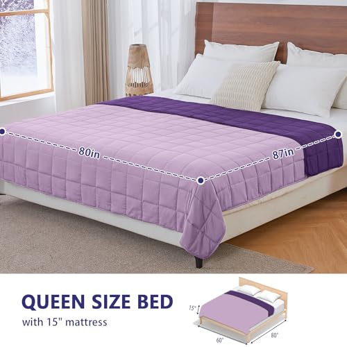 Image of King Size Weighted Blanket for Adults (25 lbs, 80 inch x 87 inch, Purple) Cooling Heavy Blanket for Sleeping Perfect for 240-260 lbs, Breathable Blanket for Adults & Couple All Season, Machine Washable