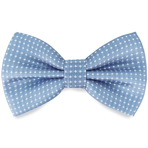 SYAYA Formal Tuxedo Polka Dots Bow Tie, Teen Boy Pre Tied Classic Tux Bowtie For Father or Easter Day Necktie M-B-T1 (Light Blue with White Polka Dot)