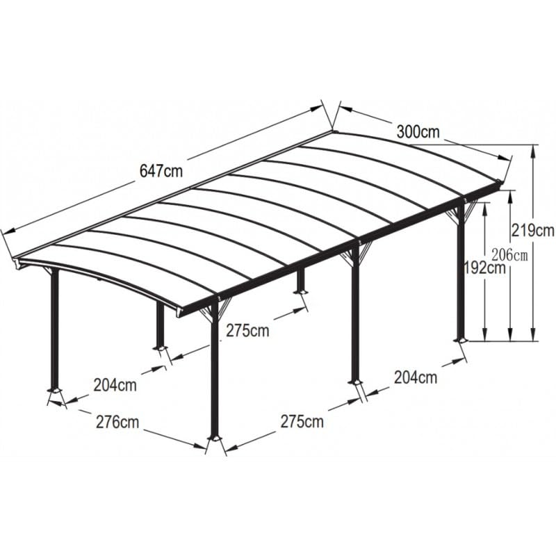 Carport Autoportant en Aluminium et Polycarbonate 19,41m² | Protection Véhicule Anthracite avec Kit d'ancrage | Structure Robuste 6mm, Anti-UV, Gouttières Incluses