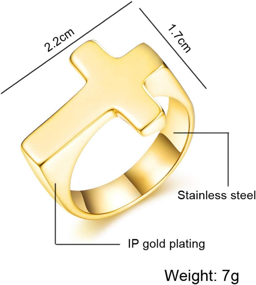 Jude Jewelers Stainless Steel Christian Sideways Cross Signet Style Ring - Image 2