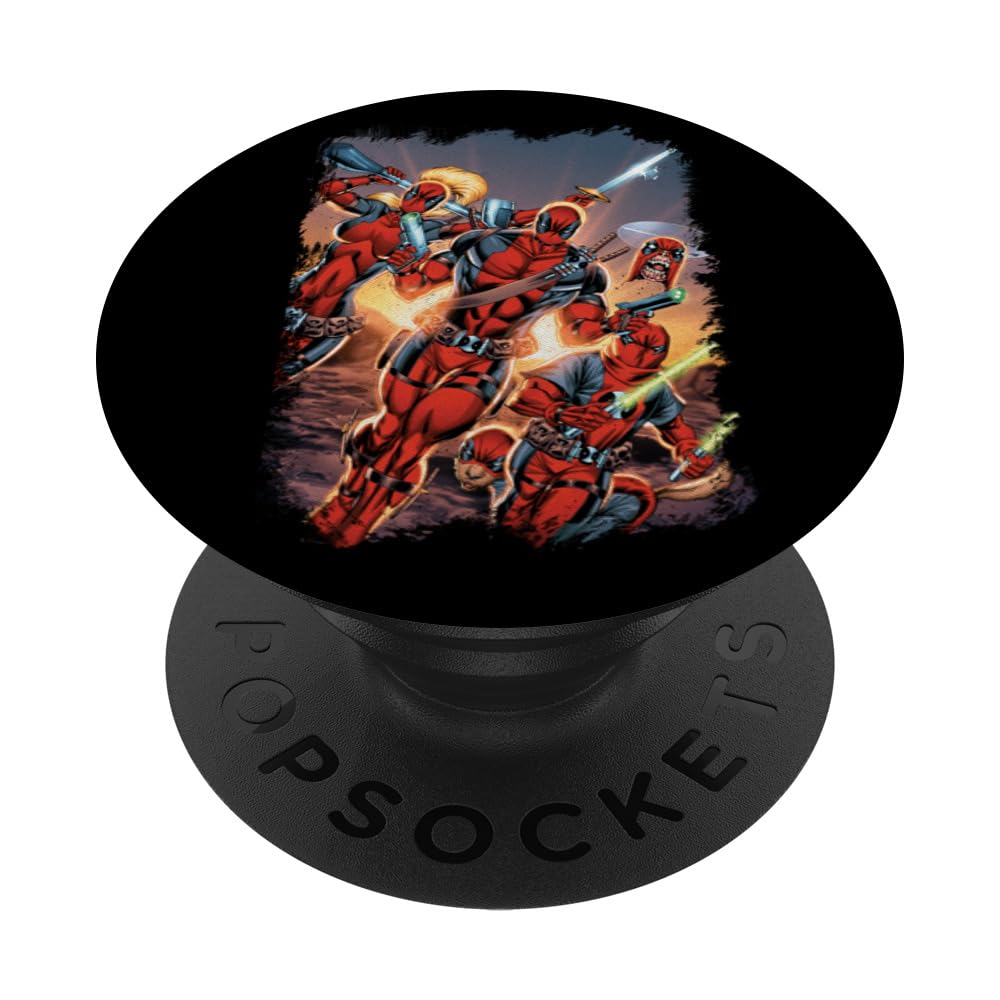 Marvel Deadpool Family Battle Charge Distressed Comic Art PopSockets PopGrip Intercambiabile