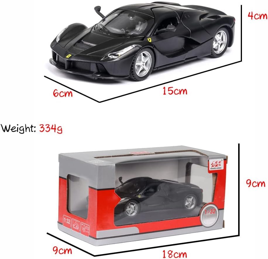 Image of Diecast Toy Car Sports Model Car Zinc Alloy Simulation Casting LaFerrari Pull Back Vehicles,1:32 Scale Supercar Toys with Lights and Sound for Toddlers Kids Children Boys Girls Gift (Black)