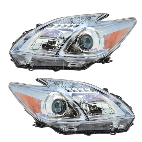 Image of TRQ 2 Piece Headlight Assembly Set Driver & Passenger Side Compatible with 2010-2011 Toyota Prius TO2518122 TO2519122