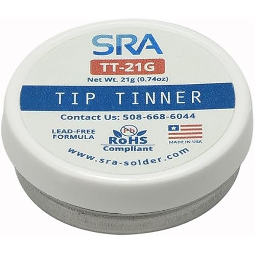 SRA Lead-Free Tip Tinner – 21g Container | Rapid Re-Tinning & Oxidation Removal for Soldering Iron Tips | RoHS Compliant, No-Clean Formula, Made in USA
