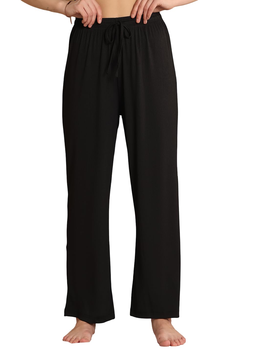 neudis Ribbed Lounge Pants with Drawstring, Wide Leg-picture-19