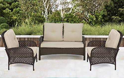 U Max 3 Pieces Outdoor Furniture Set Patio Pe Rattan Wicker Sofa Sectional Furniture Set With Cushion