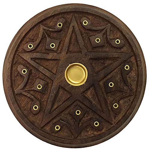 Wooden Pentacle Altar Tile or Incense Burner 5