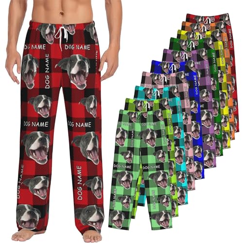 Custom Pajama Pants with Pockets for Women Men Personalized Plaid PJ Pants with Face Photo Christmas Pajamas Multi Size