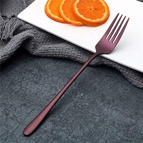 Forks Durable Dessert Fork Long Party Dinner Kitchen Cutlery Stainless Hotel for Supplies Steel Fork Forks Handle (Color : F) (E)