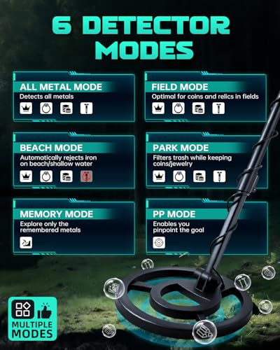 Image of Metal Detector for Adults with 11 inch Waterproof Coil, 6 Modes