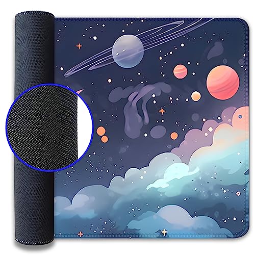 Image of Cosmos Desk Mat Mouse Pad,Anime-Inspired Space Scene Mousepad, Cute Aesthetic Stars and Planets,Large Galaxy Mouse Pad,Cute Desk Mat for Home Work Ofiice(27.5X11.8 in)