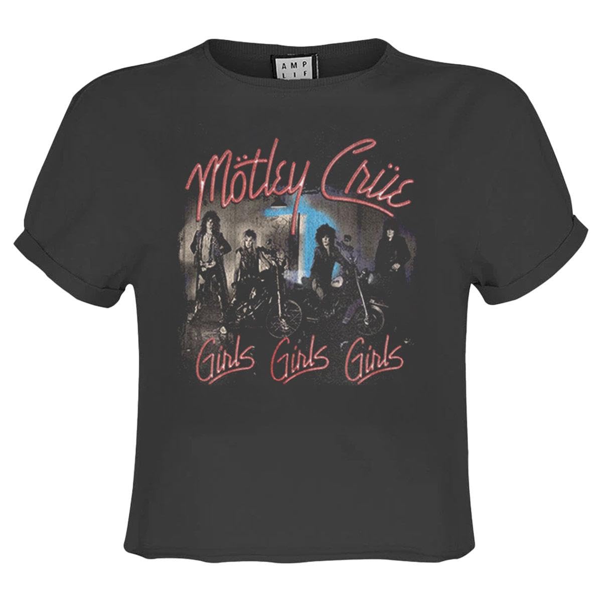 Amplified Womens/Ladies Girls Girls Girls Motley Crue Crop Top (S) (Charcoal)
