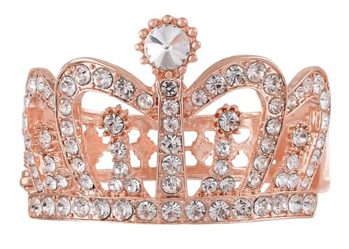 Image of Alilang Women's Sparkly Clear Crystal Rhinestones Crown Tiara Princess Cuff Bracelet