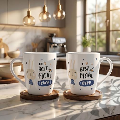Image of U.P.C.Milk Mug Set of 2 | Ceramic & Bone China Coffee Milk Cups | Designer Printed Tea Coffee Mug Set | Large Capacity Milk Mugs | Microwave Safe Cup Set | Kitchen Drinkware Gift Set (UPC MM-27)
