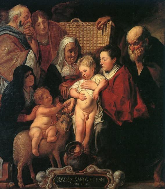 Tableau la Sainte Famille par Jacob Jordaens, impression d'art sur toile en format 60x90 cm