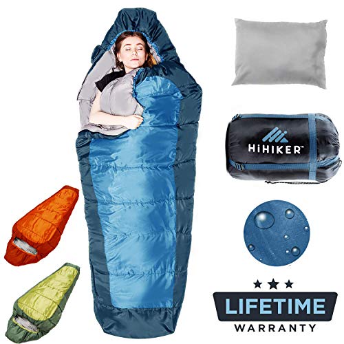 HiHiker Mummy Bag + Travel Pillow w/Compact Compression Sack – 4 Season Sleeping