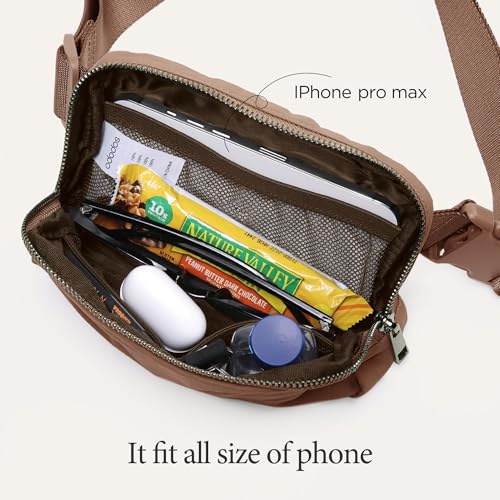 Image of ODODOS Unisex Mini Belt Bag with Adjustable Strap Small Fanny Pack for Workout Running Traveling Hiking, Brown