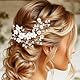 Flovel Braut Haarschmuck Perlen Blumen Haarranke zur Hochzeit Silbernes Perlen Strass Haarband für Frauen