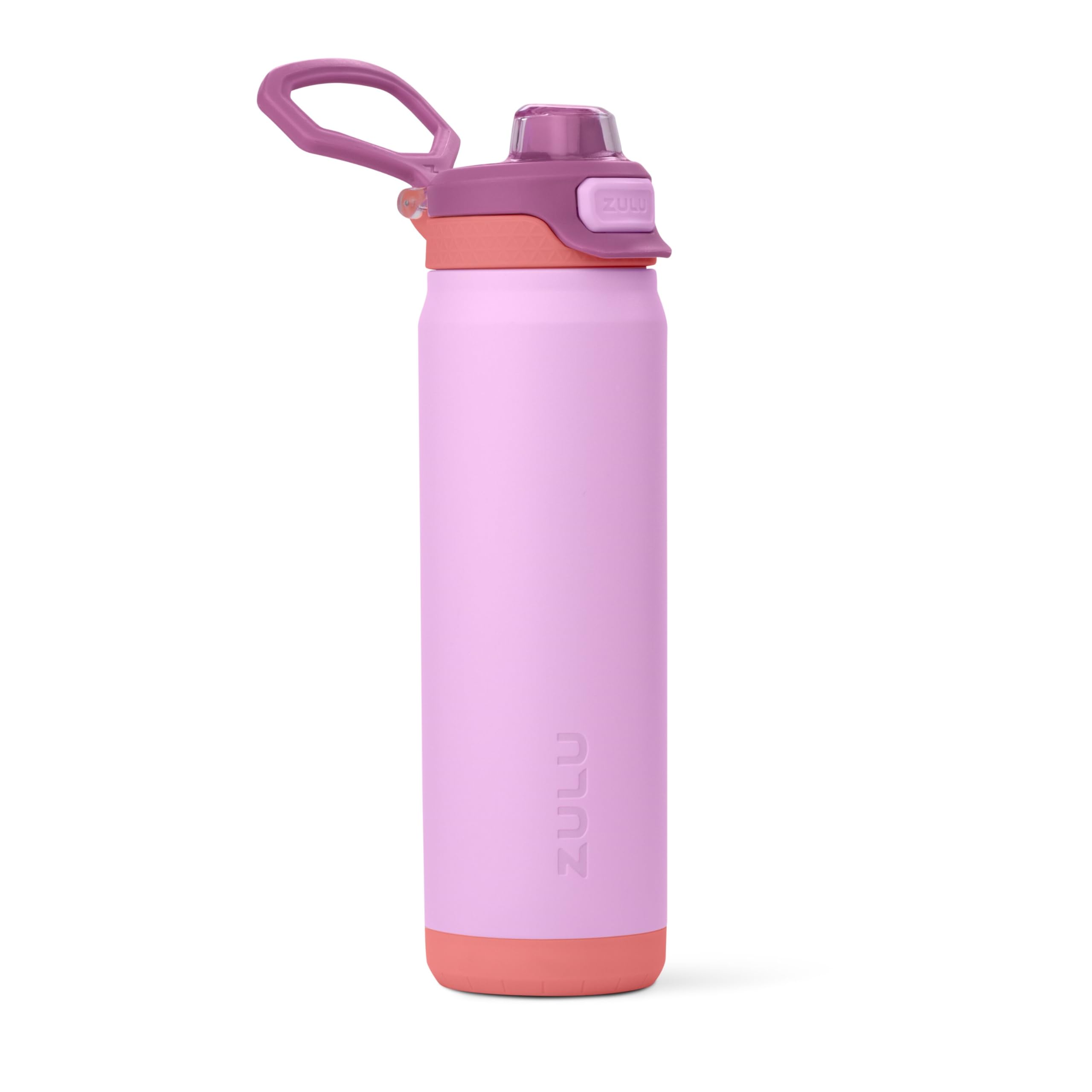 ZULU Powerfill Pro 24oz Stainless Steel Water Bottle with Quick Fill Lid, Triple Walled Vacuum Insulated Metal, Leak Proof Locking Lid, Sip and Chug, Reusable BPA Free, Sherbert