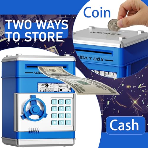 Image of Refasy Piggy Bank Cash Coin Can ATM Bank Electronic Coin Money Bank for Kids Age 3-12, Money Savings Box Mini ATM Coin Bank Toys Gifts for 3 4 5 6 7 8 9 10 11 12 Year Old Boys Girls
