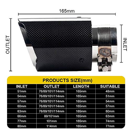 Rura wydechowa Rura wydechowa, Tłumik samochodowy Tylny ogon wydechowy Ogon wydechowy Ogon wydechowy Uniwersalny 3K Carbon Fiber (C