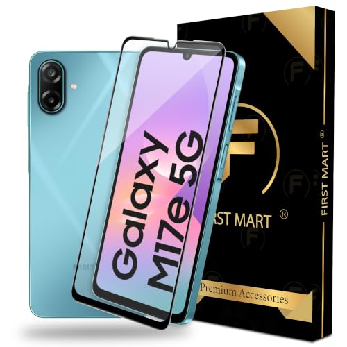 Image of FIRST MART Tempered Glass for Samsung Galaxy M17e & F70e & M07, 9H Full-Glue Screen Protector, 3D Edge-to-Edge, HD Clear, Oleophobic, Case-Friendly, Black, Pack of 1