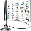 2026 Antenna for Smart TV Without Cable, TV Antenna Indoor Long Range with Strong Magnetic Base for Easy Installation, Support 4K 1080p VHF/UHF/DAB Radio and All TVs