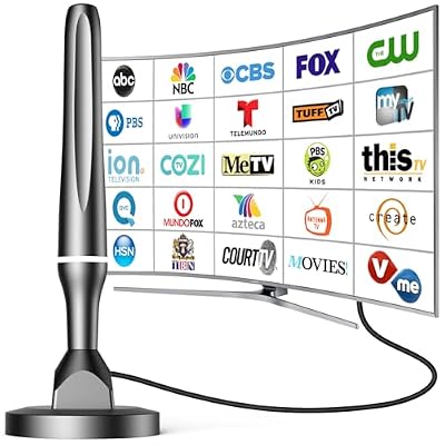 2026 Antenna for Smart TV Without Cable, TV Antenna Indoor Long Range with Strong Magnetic Base for Easy Installation, Support 4K 1080p VHF/UHF/DAB Radio and All TVs