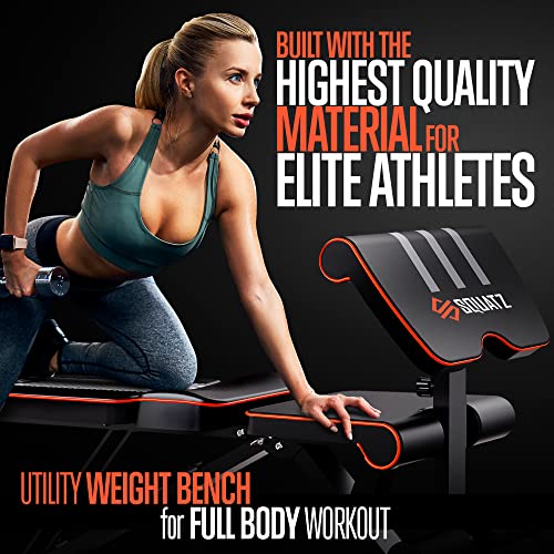 Squatz Adjustable Workout Bench - Multi-Purpose And Foldable Bench For High-Intensity Exercises, With Non Slip Foot Caps, Six Angle Adjustment Backrest, Preacher Curl, Can Support Up To 440Lbs #TOP6