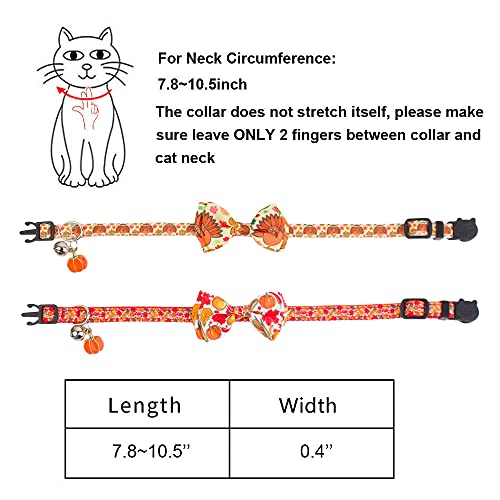 Adoggygo thanksgiving cat collars with bow bell, breakaway cat collar with bowtie pumpkin cat kitten collar for girl boy cats kittens (thanksgiving) 6 Adoggygo thanksgiving cat collars with bow bell, breakaway cat collar with bowtie pumpkin cat kitten collar for girl boy cats kittens (thanksgiving) - image 7