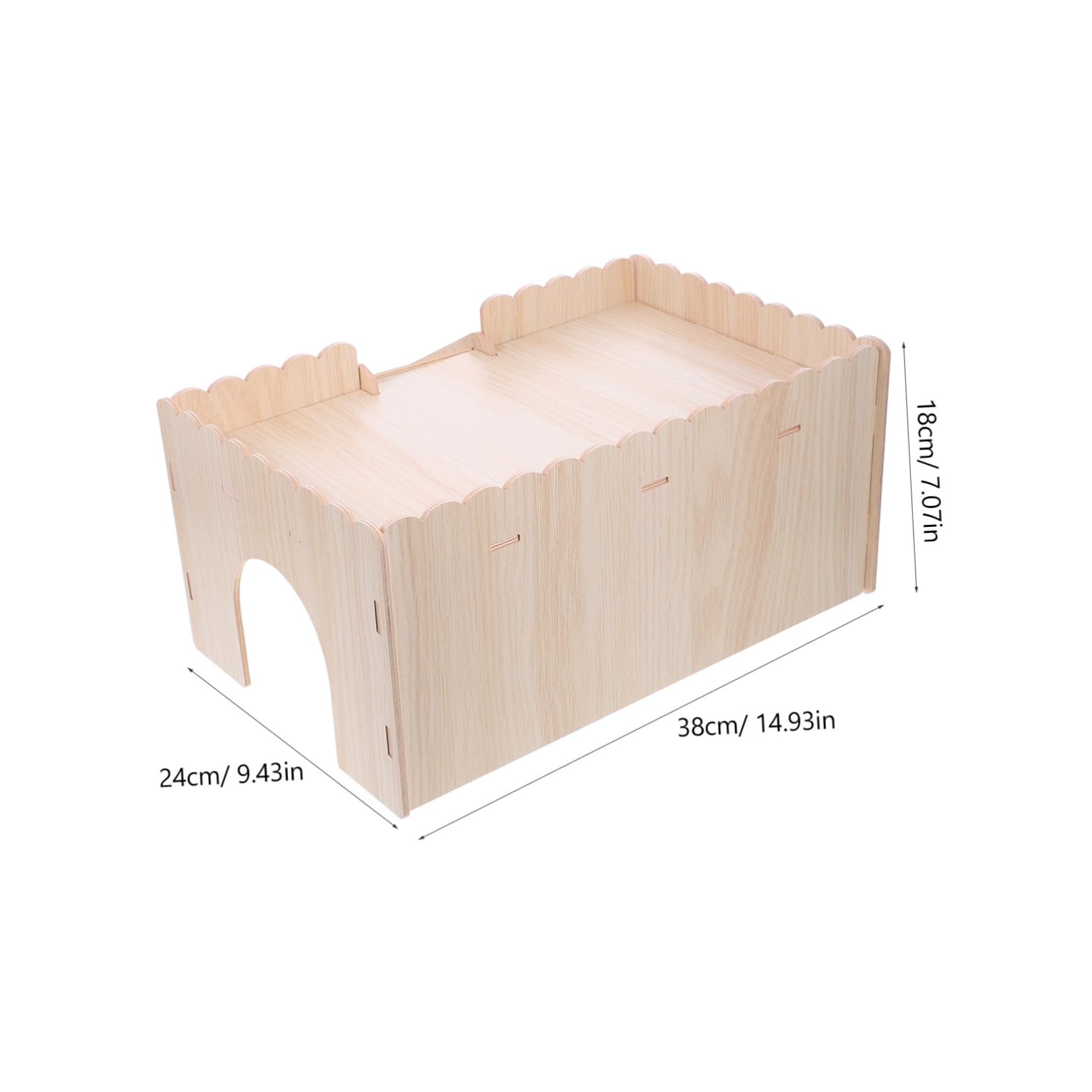 Holz Haustierhütte mit Schlitten, Villaförmig Beige für Kleintiere