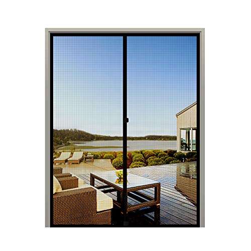 MAGZO Screen Door Magnets Fit Door Size 60 x 80, Durable Fiberglass Large Door Mesh with Full Frame Hook&Loop-Black