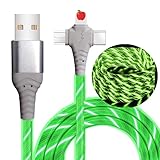 Opligevo 3 in 1 Light up Charging Cable Led Flowing Charging Cable Multiple Fast Charging Cable 3.0 Fast Phone Charger Data Transfer Durable TPE Charging Cord for Most Cell Phones Green 6.6ft