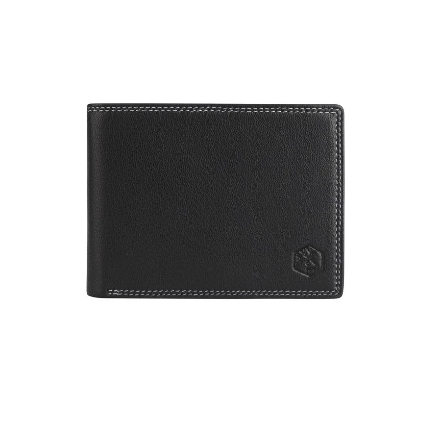 MADE IN ITALY Mens wallet ITALIAN LEATHER Vera Pelle 10 Crads + ID (Black)