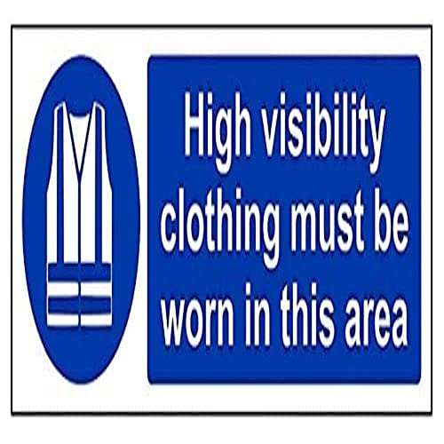 V Safety High Visibility Clothing Must Be Worn In This Area PPE Sign - 300mm x 100mm - Self Adhesive Vinyl