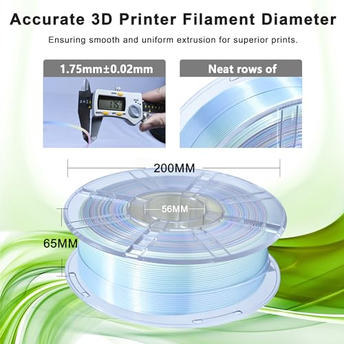Image of iBOSS Rainbow 3D PLA PRO Filament 1.75mm + /- 0.02 mm, 1KG Macaron Rainbow Silk PLA+ 3D Printer Filament Color Changing Multicolor Filament 3D FDM Printers, Durable and Resistant PLA Plus