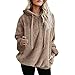Produktbild ITISME Damen Strickjacke Frauen mit Kapuze Sweatshirt Mantel Winter warme Wolle Reißverschluss Taschen Baumwolle Mantel Outwear