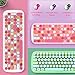 Wireless Bluetooth Keyboard,3 Devices Switchable, Typewriter Style,100-Key,Retro Round Keycaps,Universal Compatible with Bluetooth-Enabled Android/Windows/iOS/Chrome/iPhone/iPad/Laptop(pink)