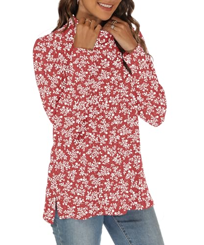 Image of Women Sweaters Turtleneck Long Sleeve Tunic Tops Fall Lightweight Pullover Sweater