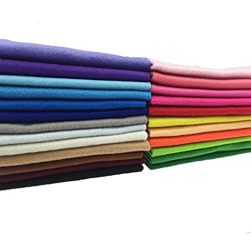 flic-flac 24pcs Thick 1.4mm Soft Felt Fabric Sheet Assorted Color Felt Pack DIY Craft Sewing Squares Nonwoven Patchwork (3030cm)
