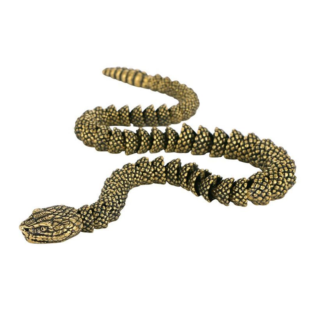Brass Snake Statue Sculpture Frgurine Gift for Snake Lover Desktop Display Decorative Decoration (Bronze)