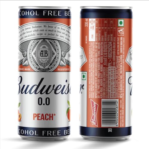 Image of Budweiser Alcohol free Beer Peach, 330ml Pack of 6