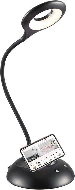 TEKLED® LED Desk Lamp | 5-Level Dimmable with Flexible Gooseneck | 3W Capacitive Touch Switch | 280LM with Rechargeable Battery | Eye Protection for Bedside Reading Office Work Students | 28 LED
