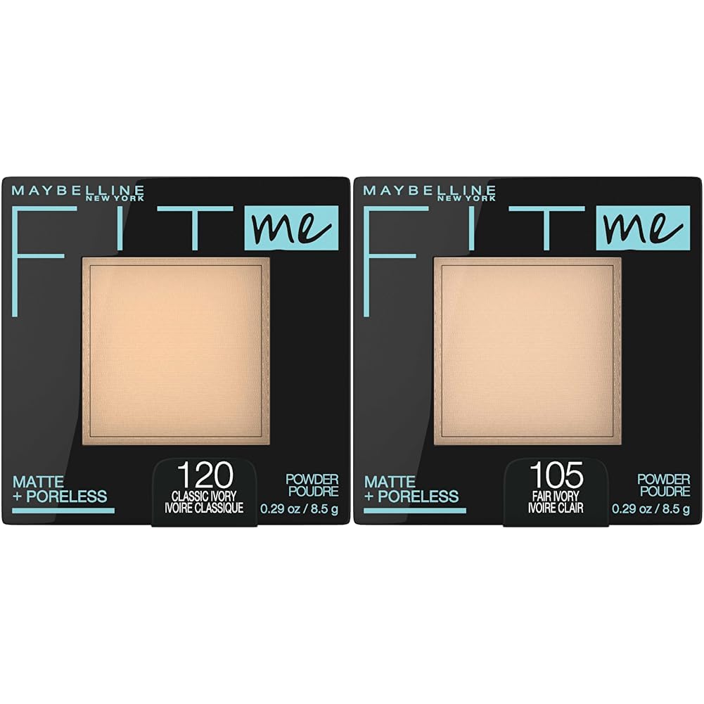 MAYBELLINEFit Me Matte + Poreless Pressed Face Powder Makeup & Setting Powder, Classic Ivory 1 Count and Fair Ivory 1 Count