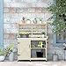 Outsunny Outdoor Wooden Potting Bench Table, Garden Workstation with Storage Cabinet, Storage Shelves for Backyard, Patio, Balcony, Natural