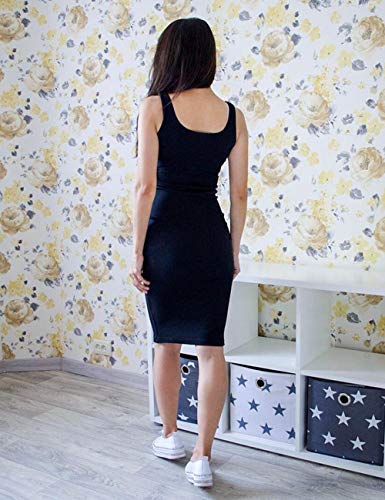 Faimilory Cotton Scoop Neck Knee Length Bodycon Tight Maternity Summer Sundress Pencil Casual Sun Midi Tank Dress thumb #5